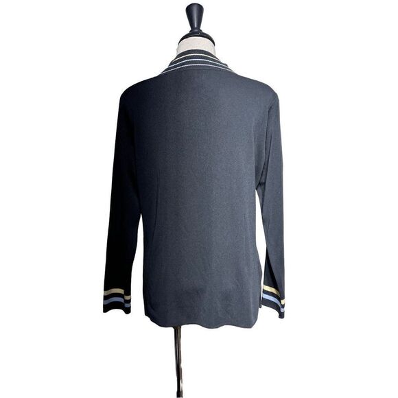 Exclusively Misook Summer Weight Gray Full Zip Long Sleeve Cardigan Medium - Picture 3 of 4